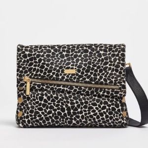 HAMMITT VIP MEDIUM CROSSBODY CLUTCH CALF HAIR BLACK AND WHITE NWT